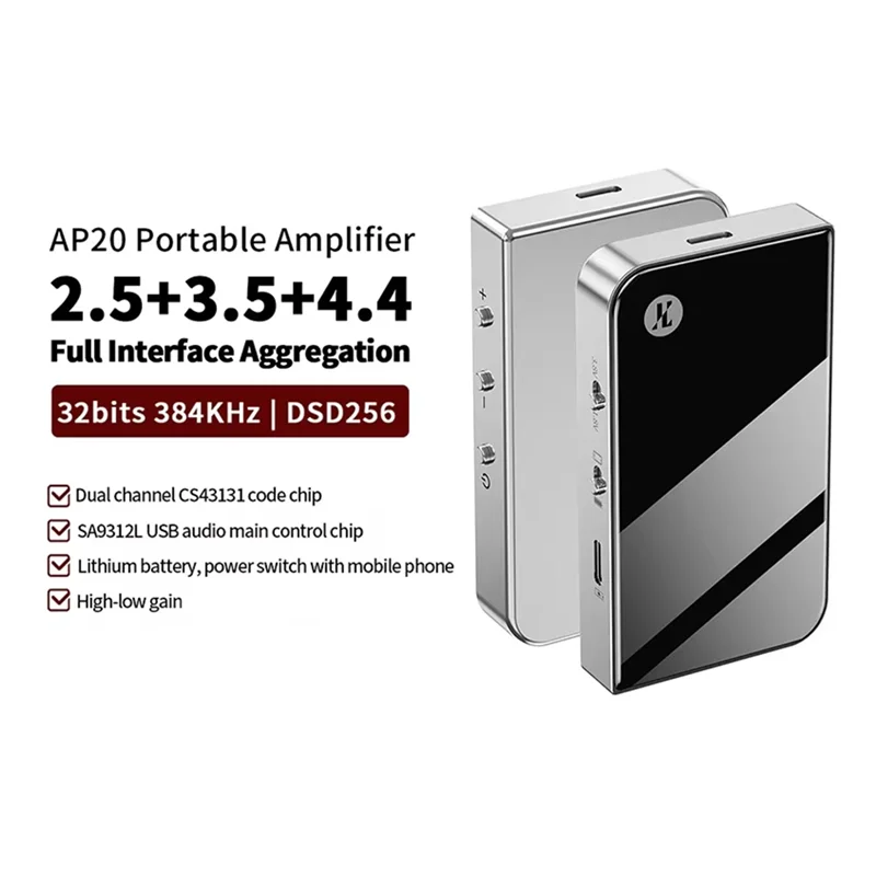 JCALLY AP20 Protable Amplifier Dual DAC Chip 2.5/3.5/4.4 Built-In Lithium Battery Portable DAC & Amp PCM 32Bits 384Khz DSD256-T4