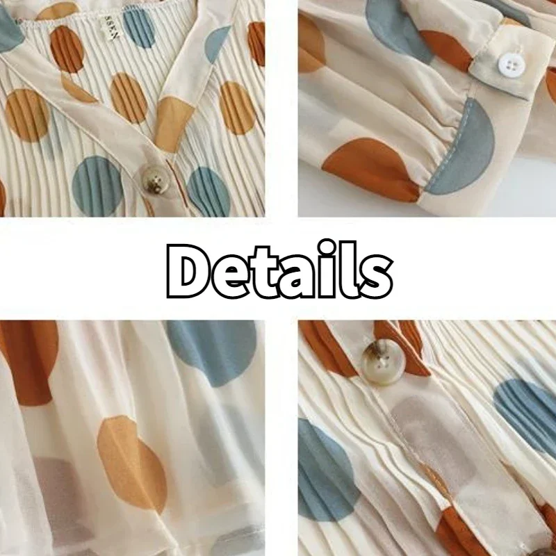 여성용 용수철 도트 브이넥 폴드 S-3XL 셔츠, 올 매치 디자인, 미적, 우아함, 레저, 스타일리시, 시크한 BF