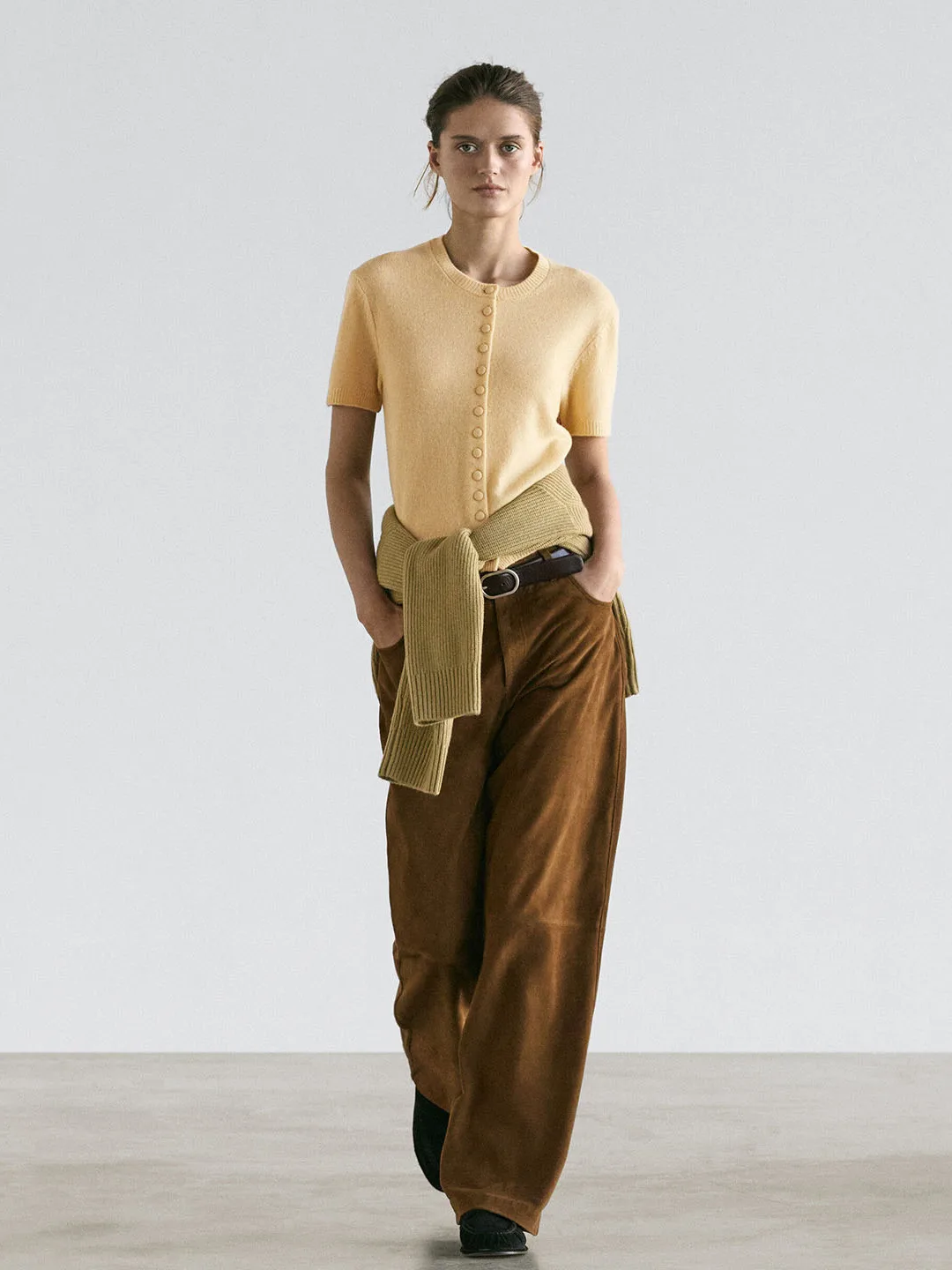 

New Arrival Women's Knitted Button ort Sve round Ne Soft Commute Sle Top Faionable Casual lectual Gentle