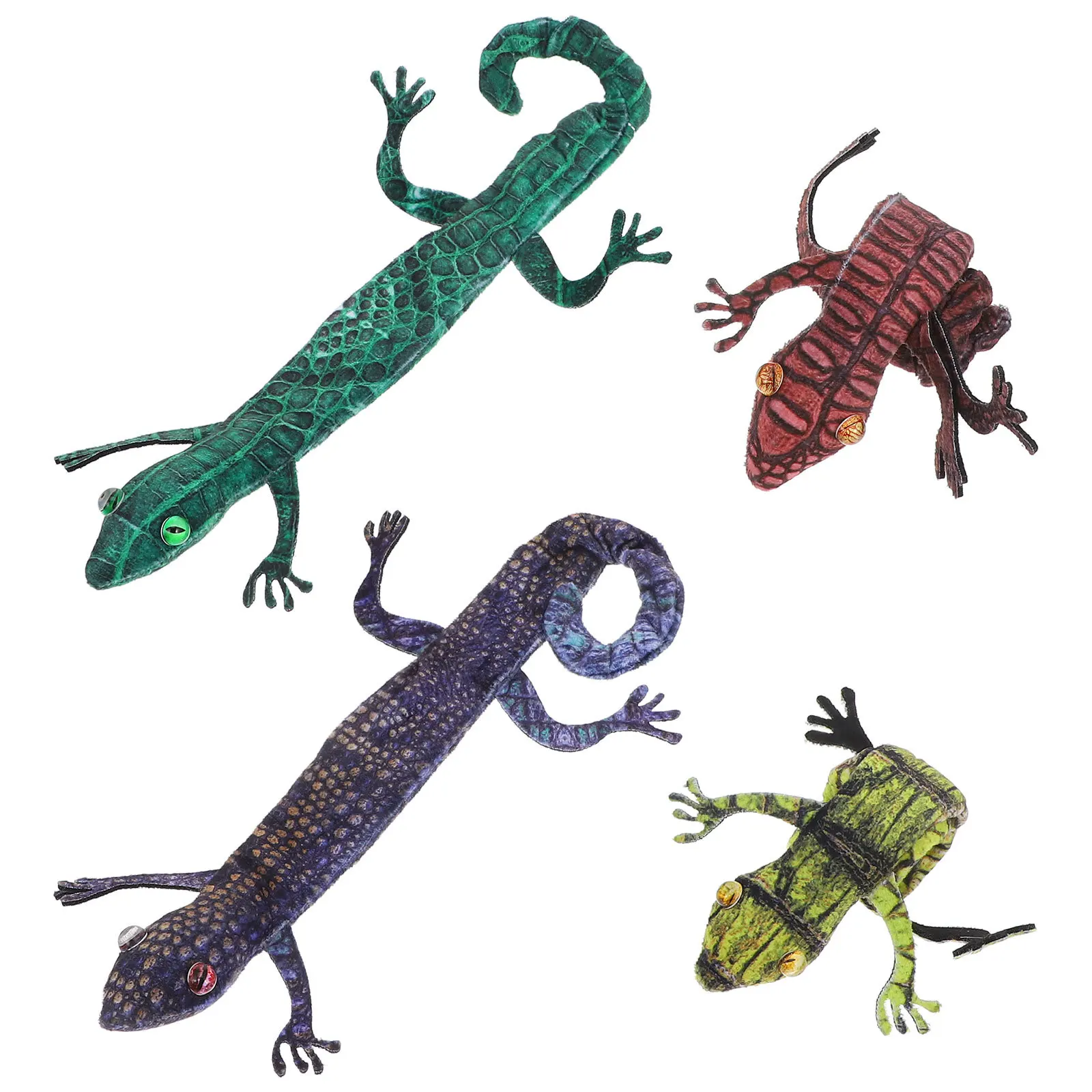 4 Uds. Pulseras de bofetada de animales pulsera a presión de lagarto para niños recuerdos de fiesta temática de reptiles bandas de bofetada de poliéster de acero juego de regalo
