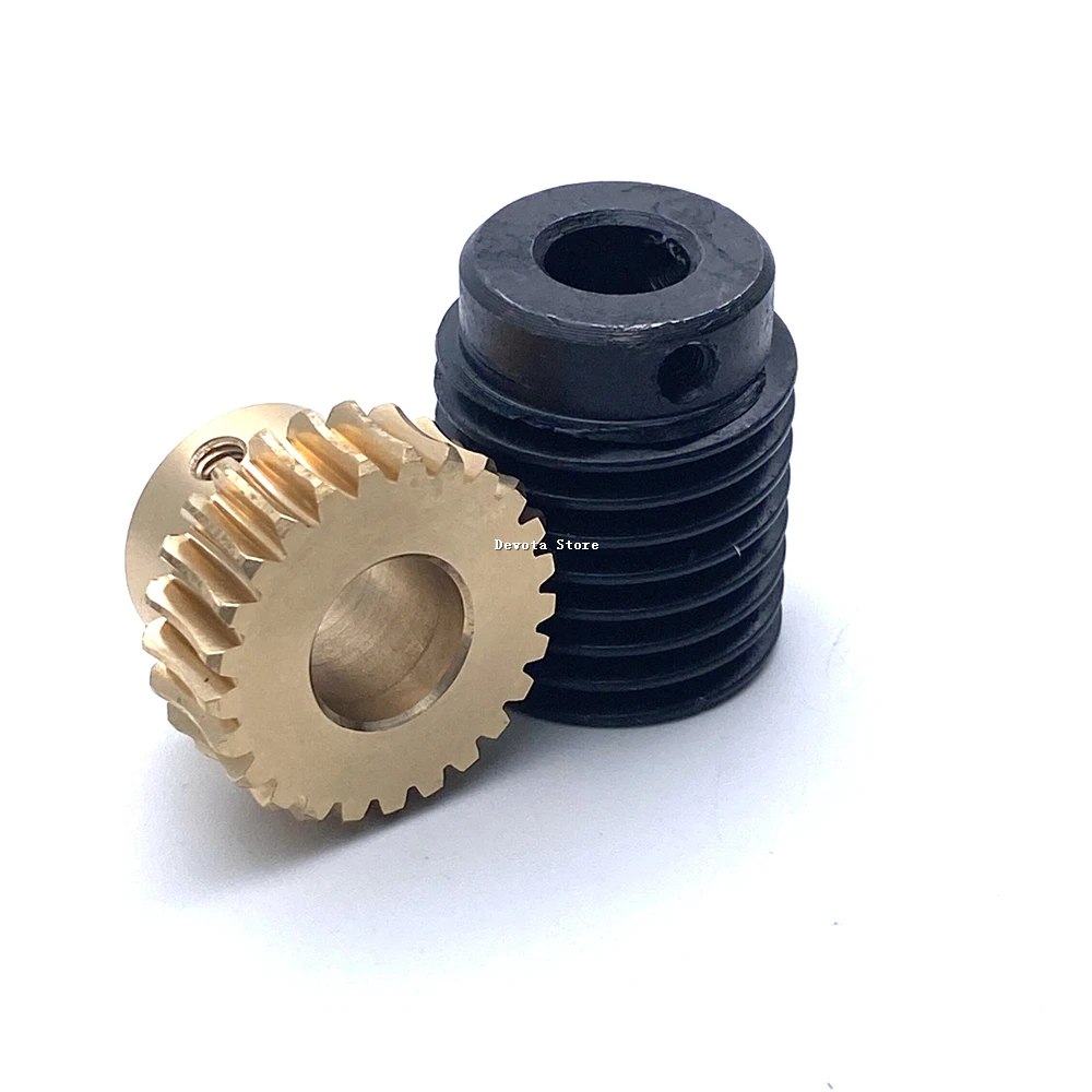 1M Turbine Worm Set 10/15/20/25/30/35 Teeth 1 Module Brass Step Gear Large Transmission Ratio Single/Double Steel Worm