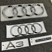 For Audi A3 front and rear ring logo bright black silvery Quattro tail logo set 2010-2020 modified badge car sticker