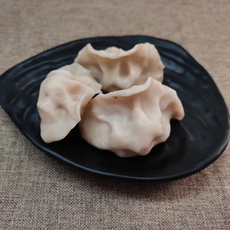 1 Dumpling Sculpture Small Ornament Chinese Intangible Cultural Heritage Stone Carving Baiyun Jade Dumplings Home Decor Items