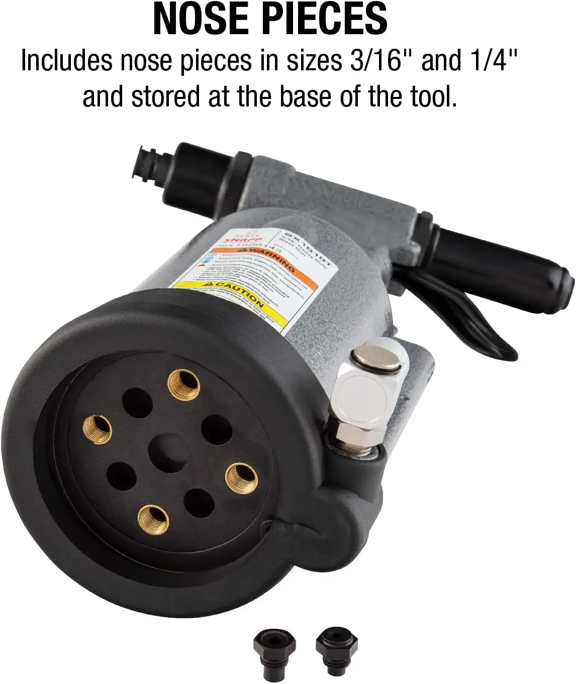 TOOLS SX1819T, Heavy Duty Rivet Gun, Sets 3/16” and ¼” Rivets, 3690 lbs Traction Power, Nose Pieces Included, Forged Alumi