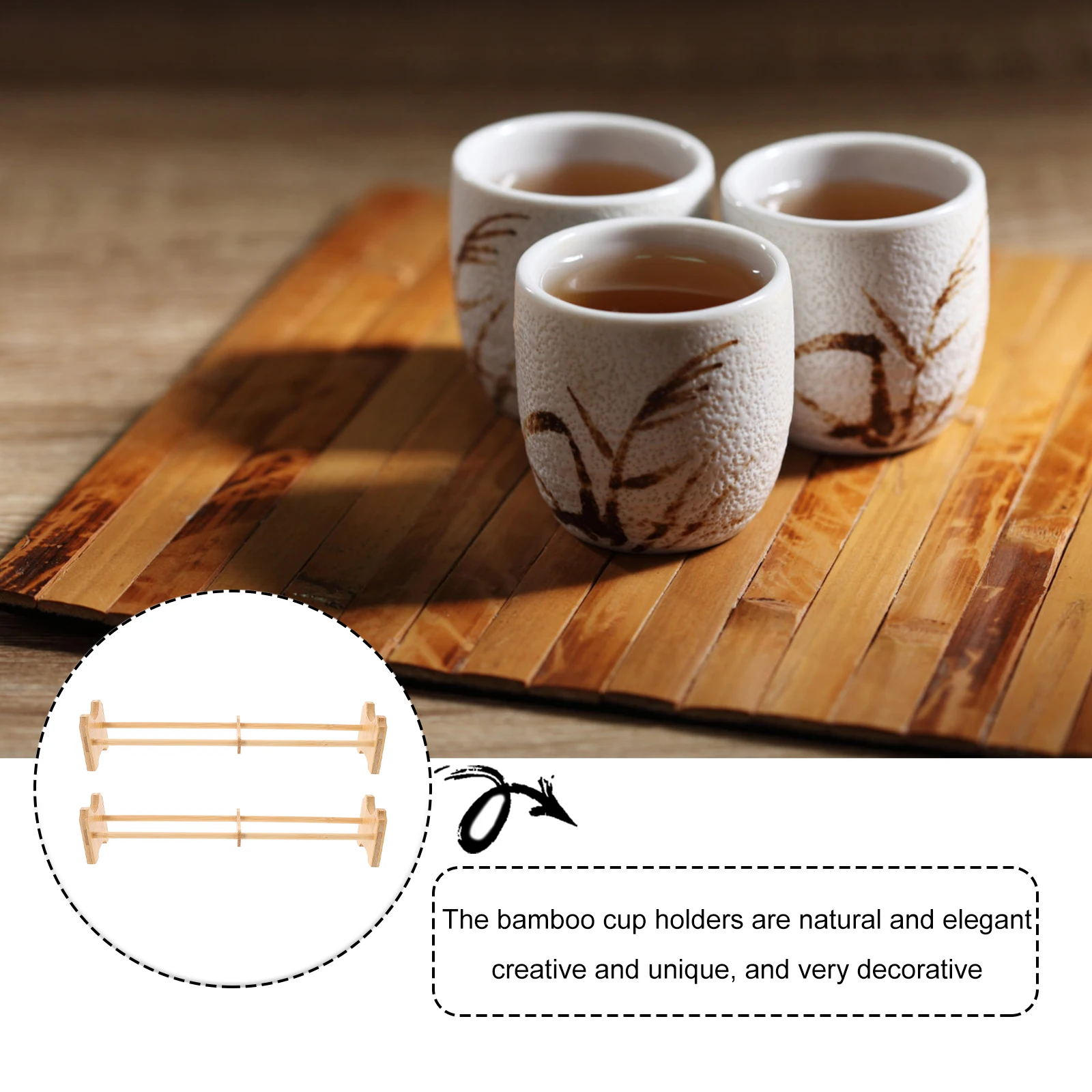 

2pcs Bamboo Cup Holders Tea Drying Racks Creative Cup Shelves Decorative Storage Desktop Accessories for Teacups