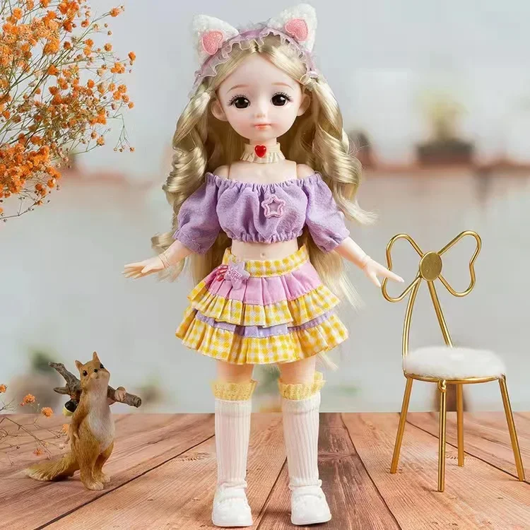 1/6 bambole bjd per ragazze bambola incernierata 30 cm con vestiti giocattoli articolati con occhi marroni biondi per bambini set di giochi sferici congiunti