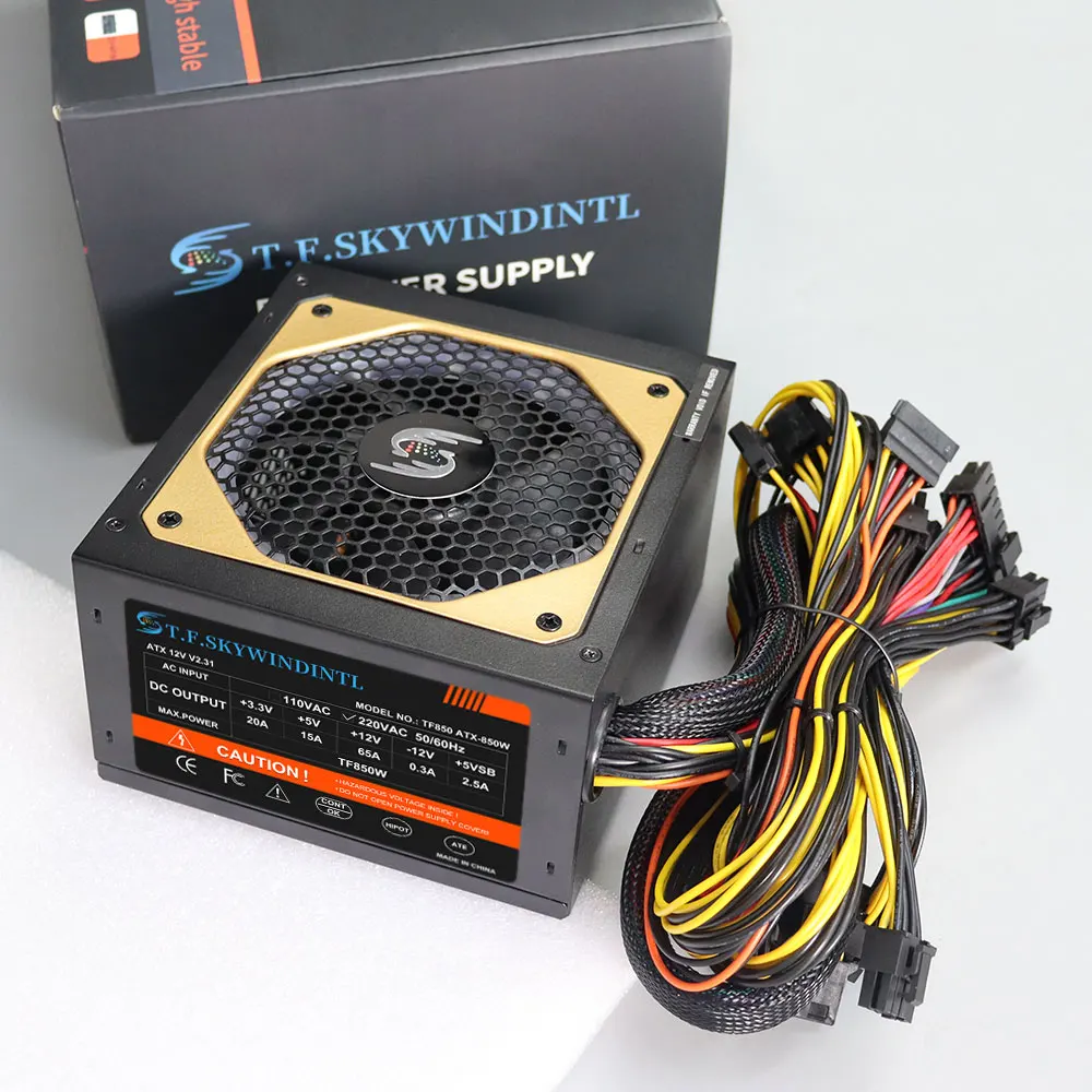 850Wゲーミングコンピューター電源 850WアクティブPFC ATX 220V コンピューターカスタムPSU & RGB冷却ファン電源