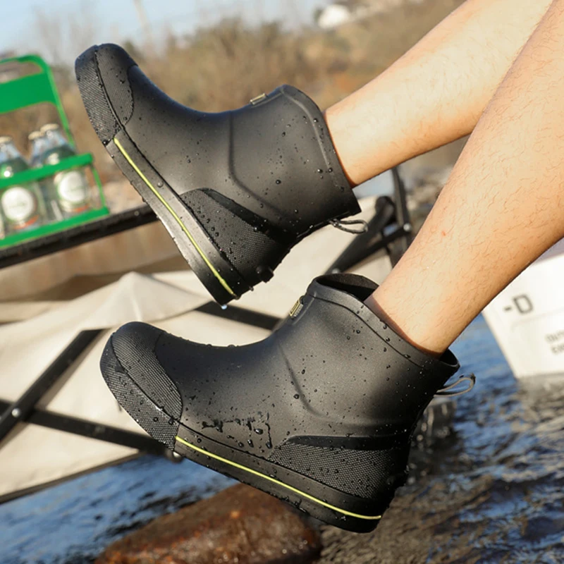 Nieuwe Trendy Heren Regenlaarzen Kamperen Wandelwaterschoenen Waterdicht Antislip Slijtvast Lente Uitje Comfortabele Rubberen Schoenen