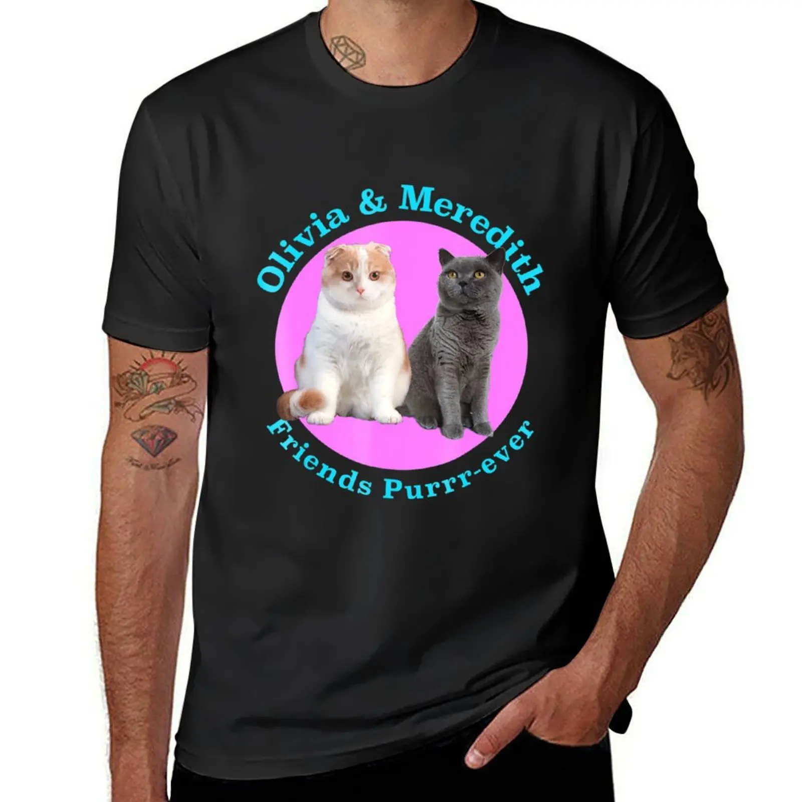 Olivia And Meredith Shirt Friends Purrr Ever Cat Tee T-Shirt plain oversized slim fit t shirts for men