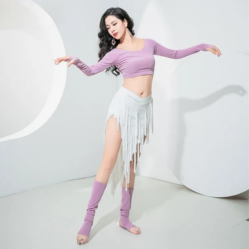 

Customized Belly Dance Costumes 2025 New Practice Dress Long Sleeve Tops and Socks Not Including Tassel Skirt Practice Dress