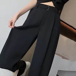 Spring Summer High-Wiasted Suit Pants Women Solid Color Casual Loose Wide Leg Trousers Ladies Korean Chic Office Straight Pants