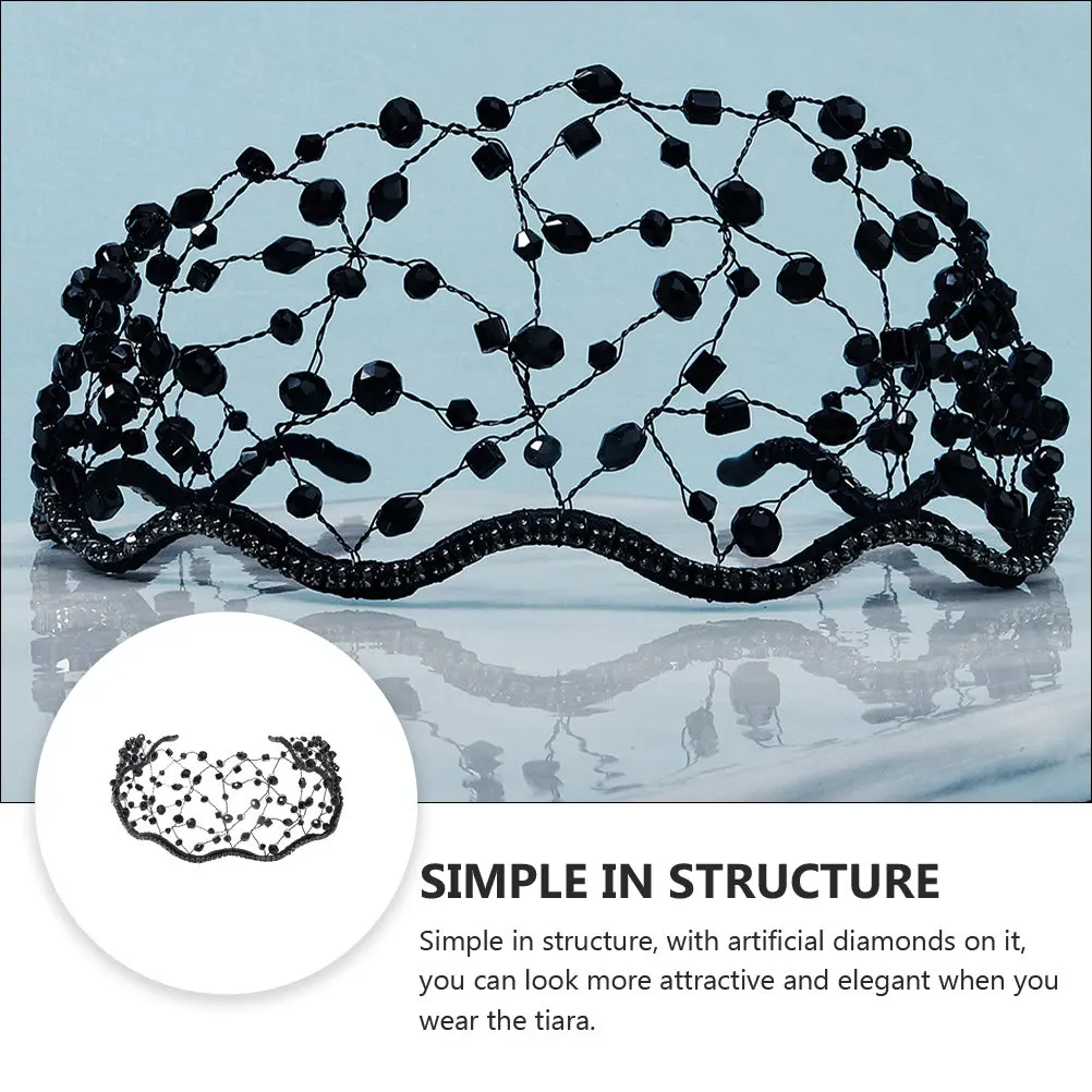 

Изысканная тиара с искусственными бриллиантами, украшение для волос, элегантный головной убор для женщин, для свадьбы, вечеринки, фотосессии, дизайн с сеткой и бусинами, 1 шт.