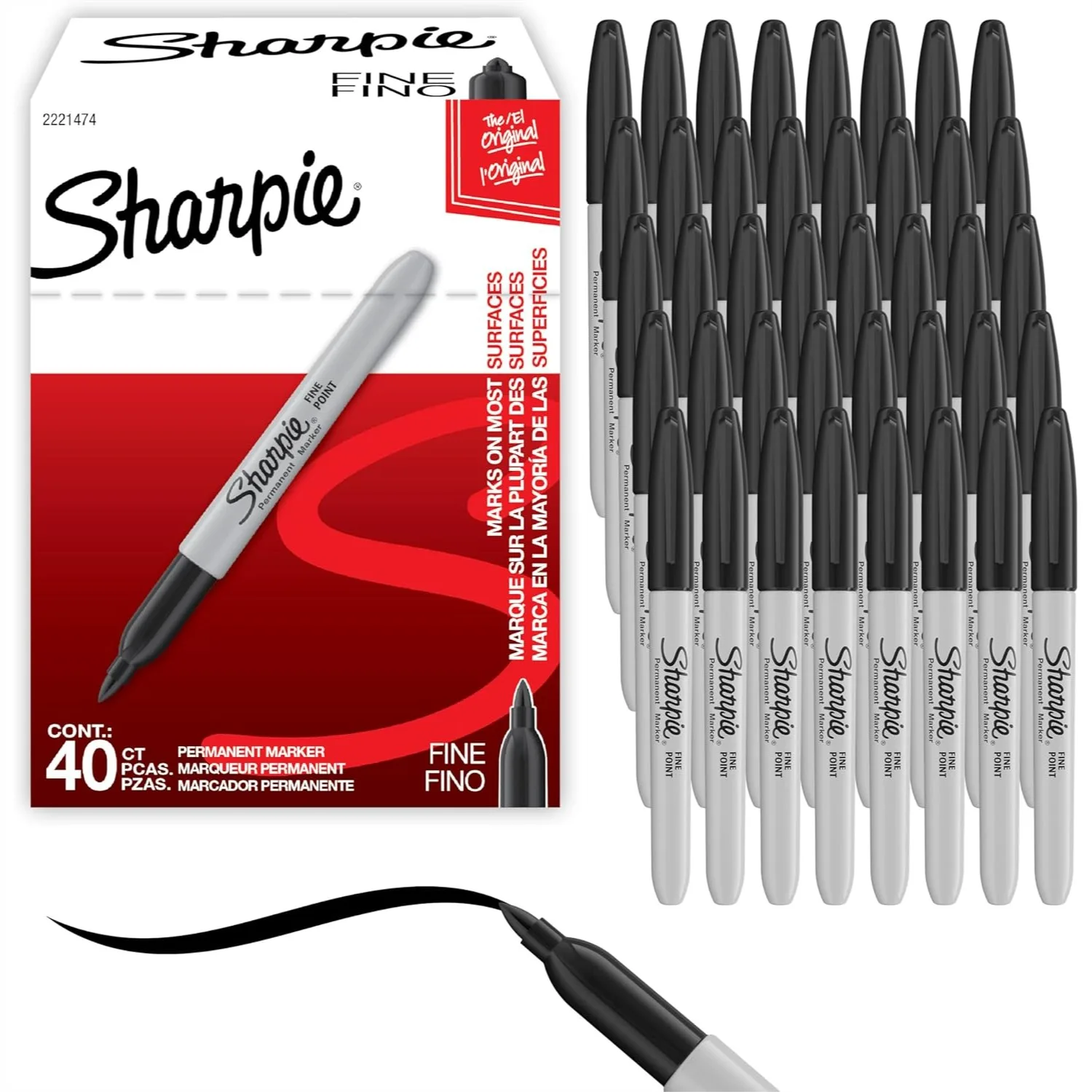 

Permanent Markers Fine Tip Black 40 Count for Office Supplies Quick Drying Fade Resistant on Wood Plastic Paper Metal