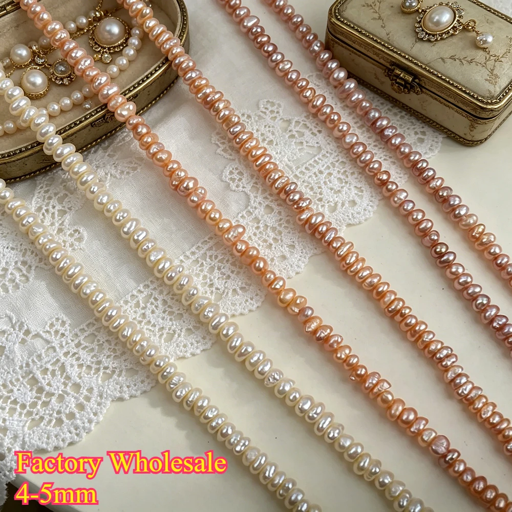 

4-5mmNatural Freshwater Pearl Flat Loose Bead Charms for DIY Women Necklace Bracelets Jewelry Make Accessories Factory Wholesale