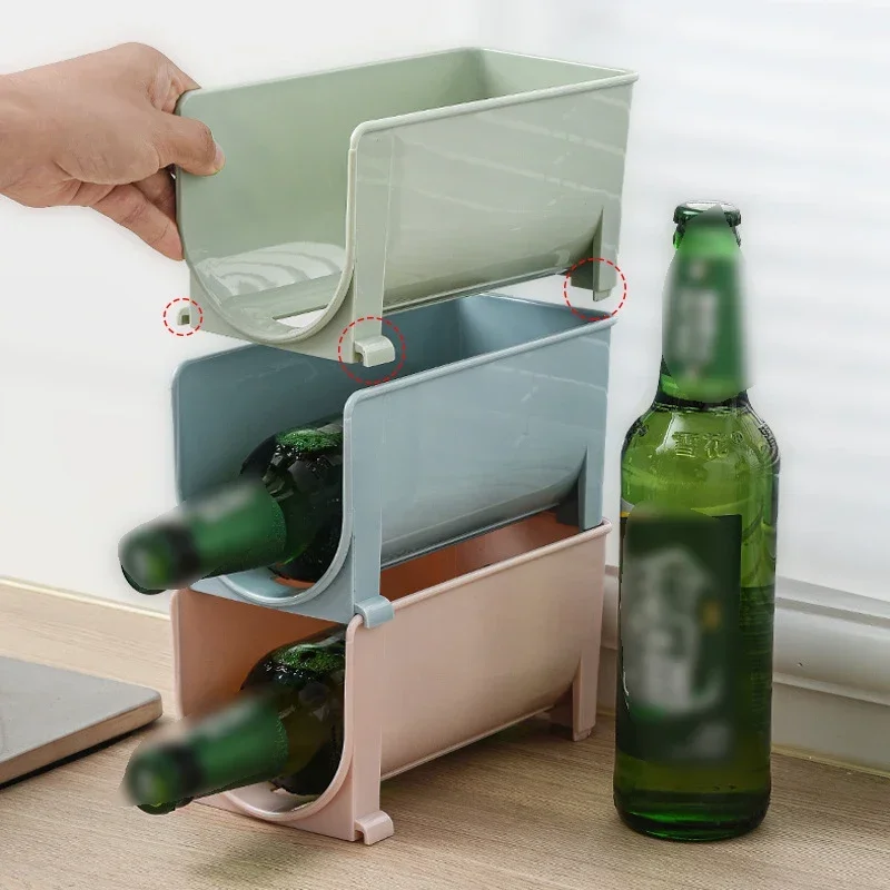 

New Stackable Organizer Refrigerator Wine And Water Bottle Rack Kitchen Beer Wine Rack For Storage Rack Organizer Space Saving