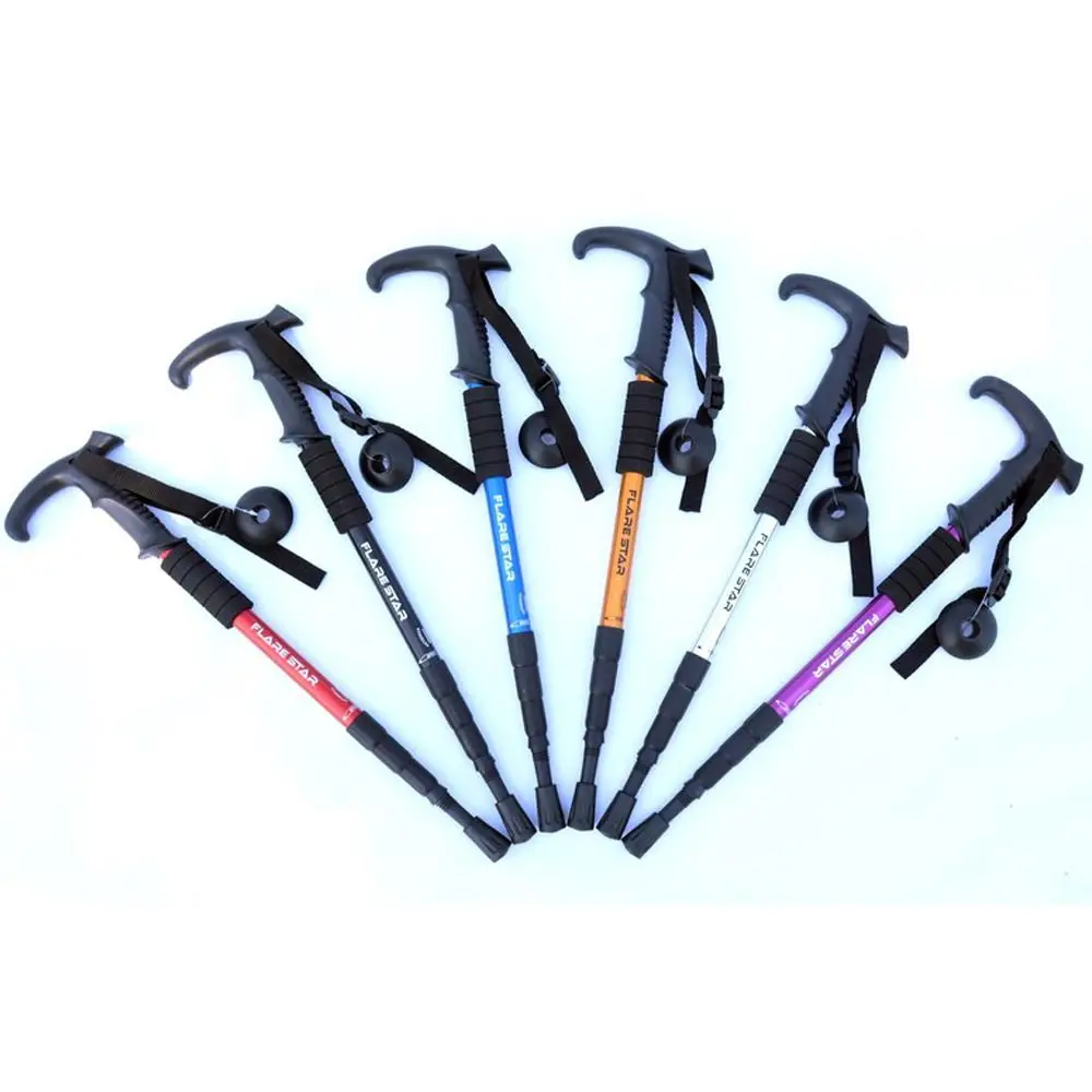 4 Section Trekking Poles Folding Wear-resistance Walking Stick Elegant Multifunction Foldable Crutches Hiking