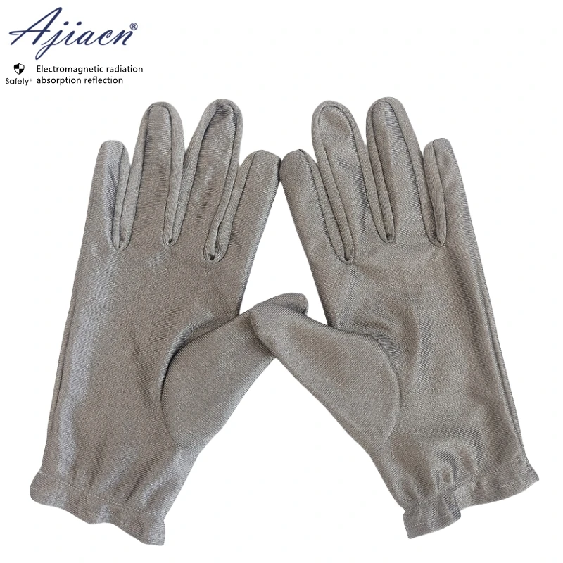 Electromagnetic Radiation Protective 100% Silver Fiber Knitted Fabric Gloves Lightweight and Breathable, Comfortable to Wear