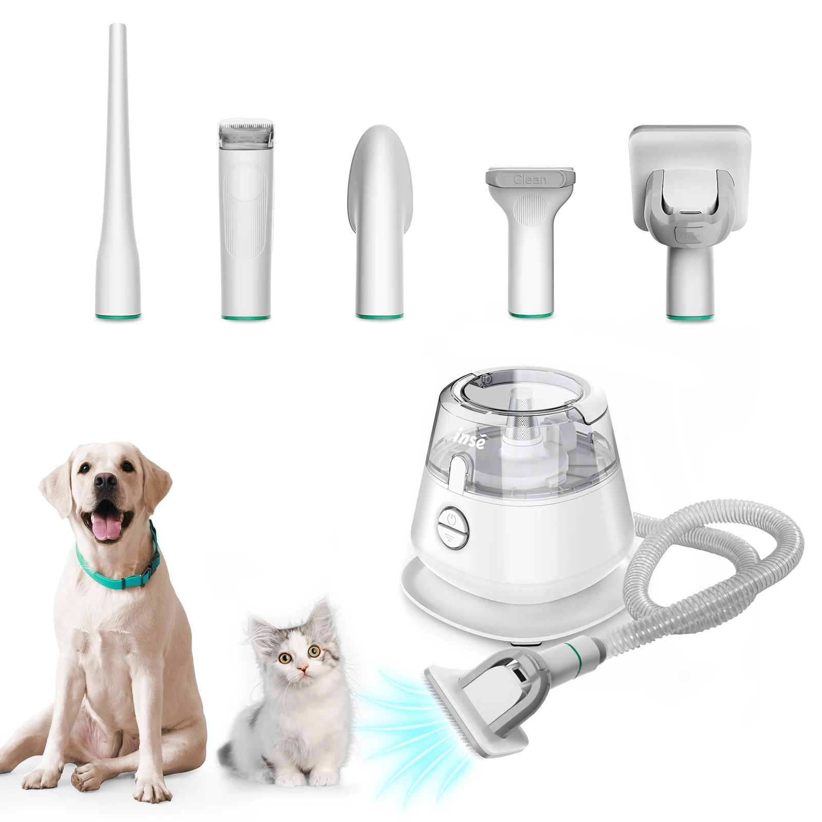 INSE Pet Grooming Kit & Dog Hair Vacuum,Large Dust Cup Pet Hair Vacuum with Clipper for Dogs