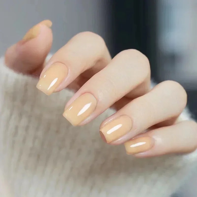 

24Pcs/Set Solid Color Glossy Acrylic Fake Nails Simple Short Round Head Wearing False Nails Art Long Press on Nail TipsRemovable