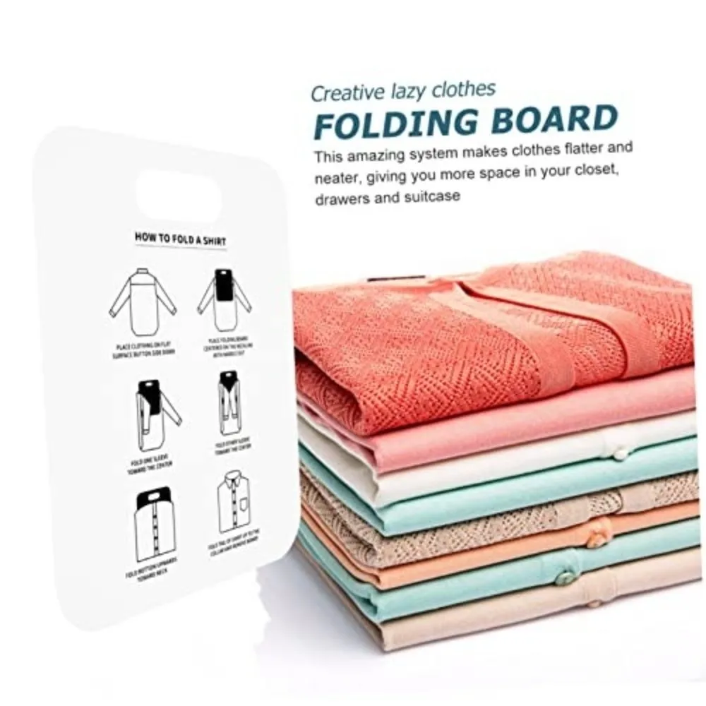 White Quick-Fold Clothes Board Plastic Durable Tshirt Folding Board Time Saving PP Cardboard Shirt Folding Board Home Use