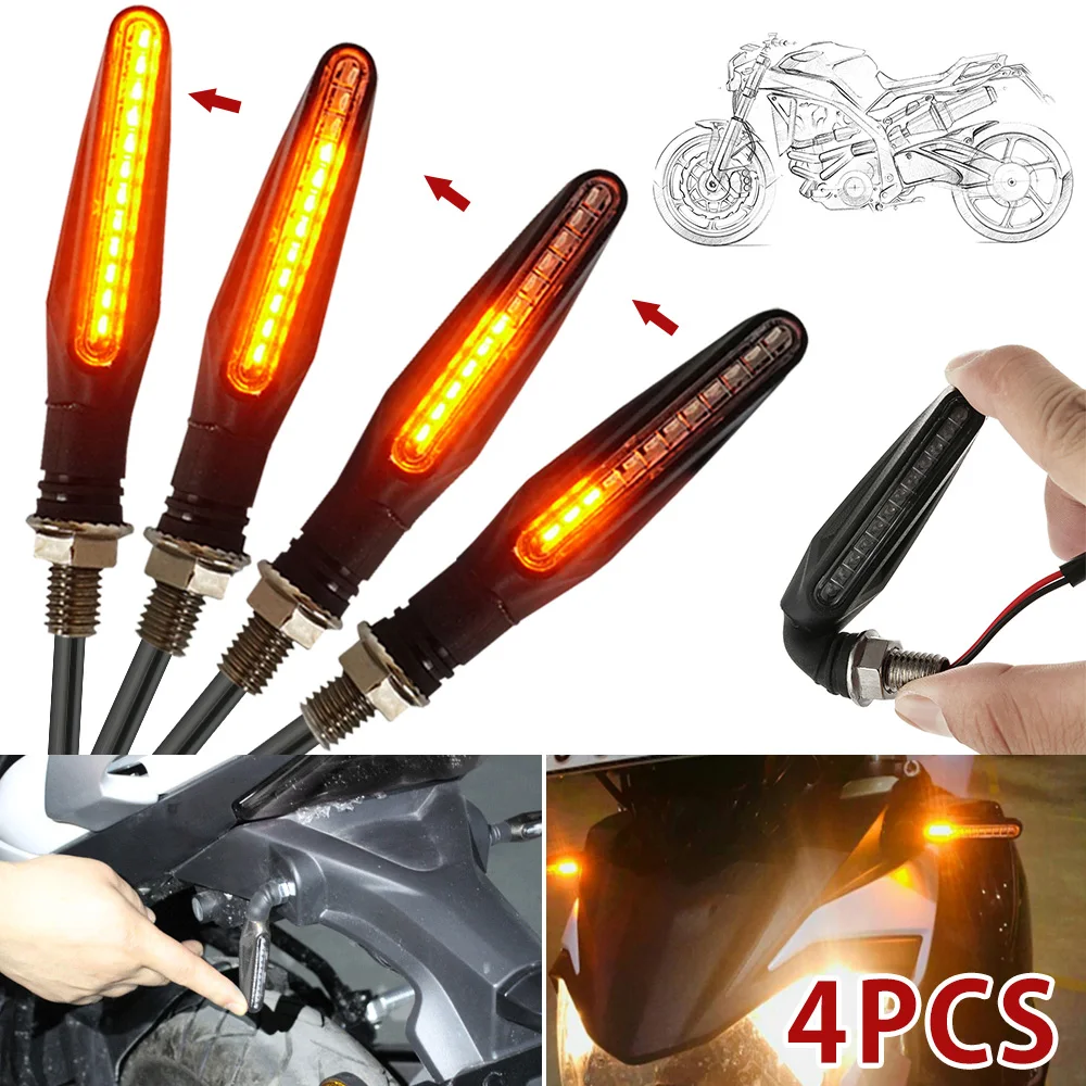 4Pcs Motorcycle Turn Signal Lights Universal LED Motorbike Turning Indicators Daytime Running Waterproof 12V Motorbike Lights