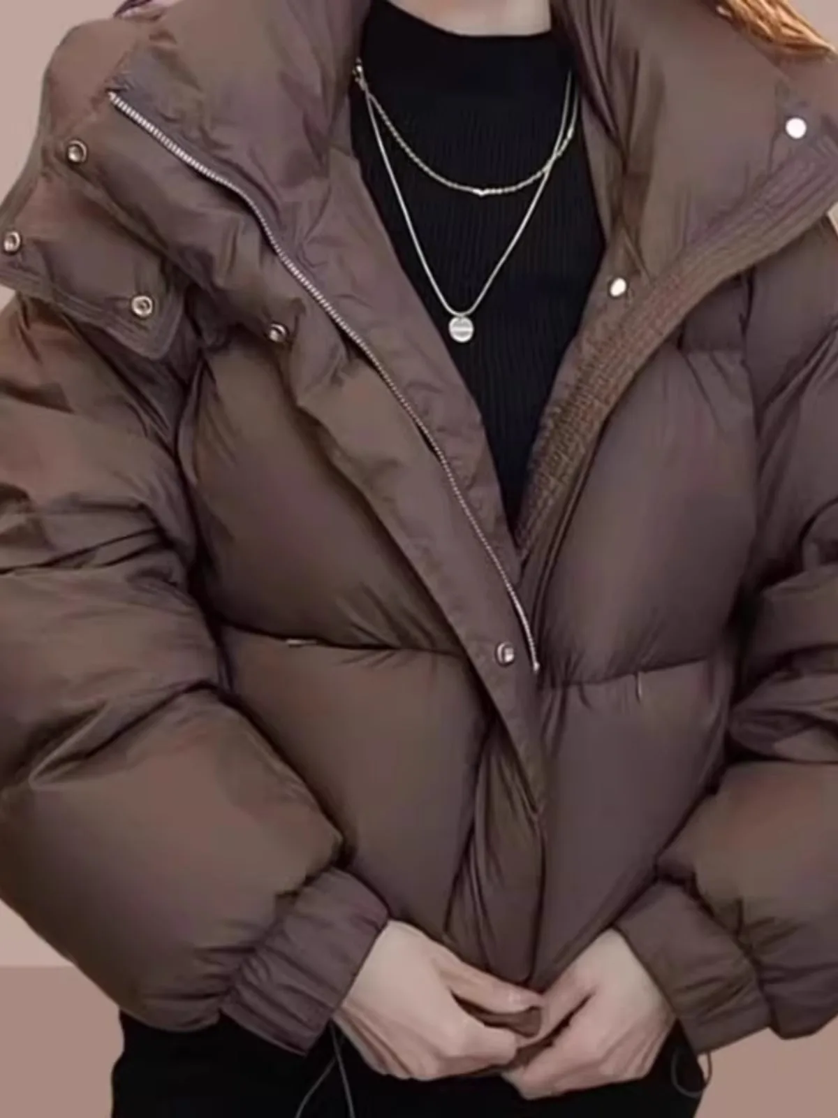 

Women's down Cotton Jaet Winter Thiened American Sle Workwear ort Coat Hooded Faionable Commuter Korean Sle