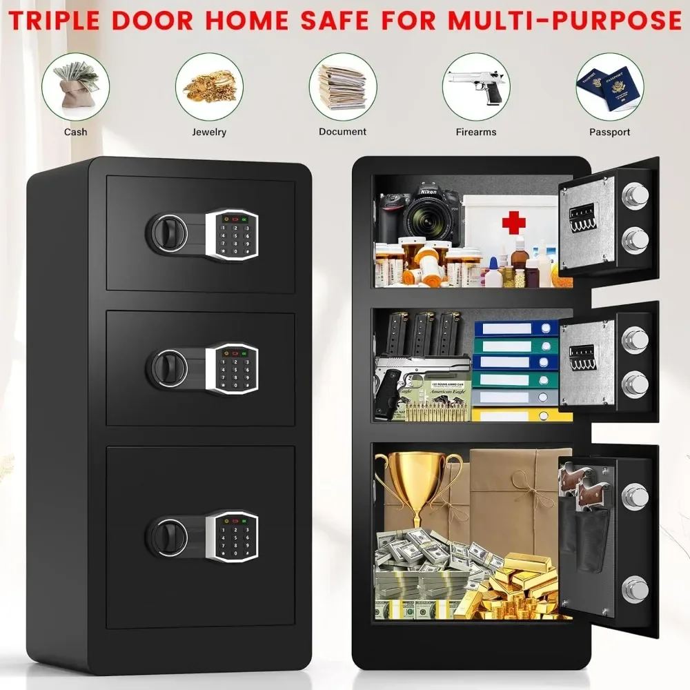 8.0 Cuft Extra Grote Heavy Duty Home Safe Met Driedubbele Deuren, Anti-Diefstal Home Security Safe Box Met Elektronische Toetsenbord Toetsen