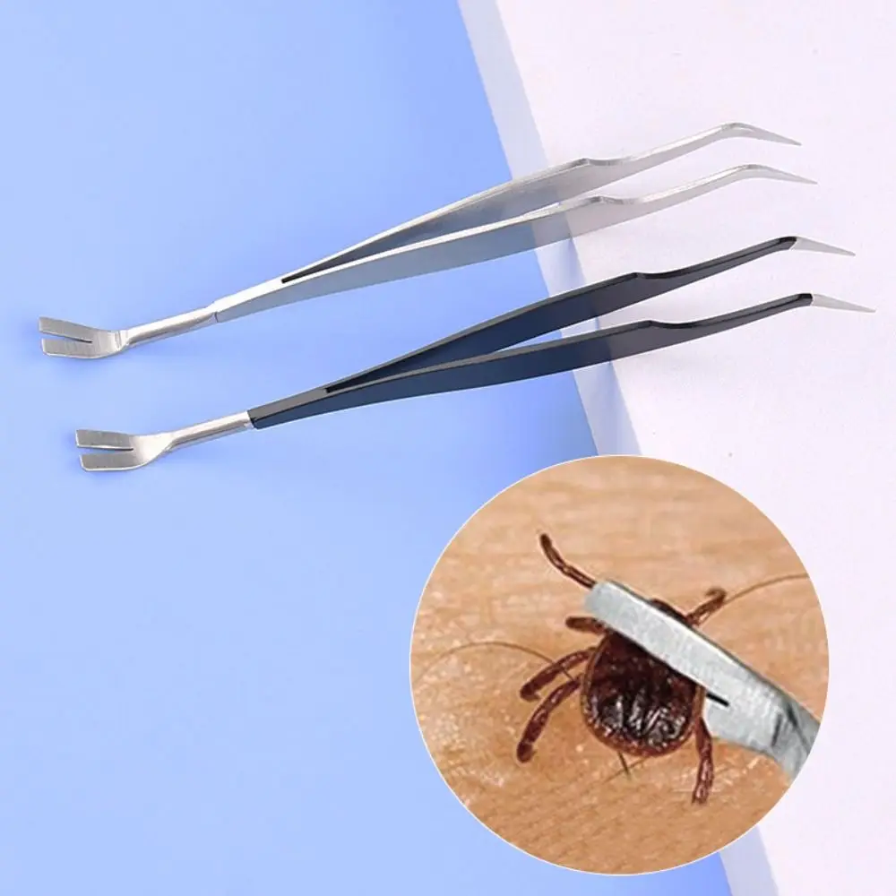 Stainless Steel Pets Tick Removal Tool Dual Ended Black Dog Tick Ease Remover Tick Cleaning Tool Flea Removal Lice Clip Cat