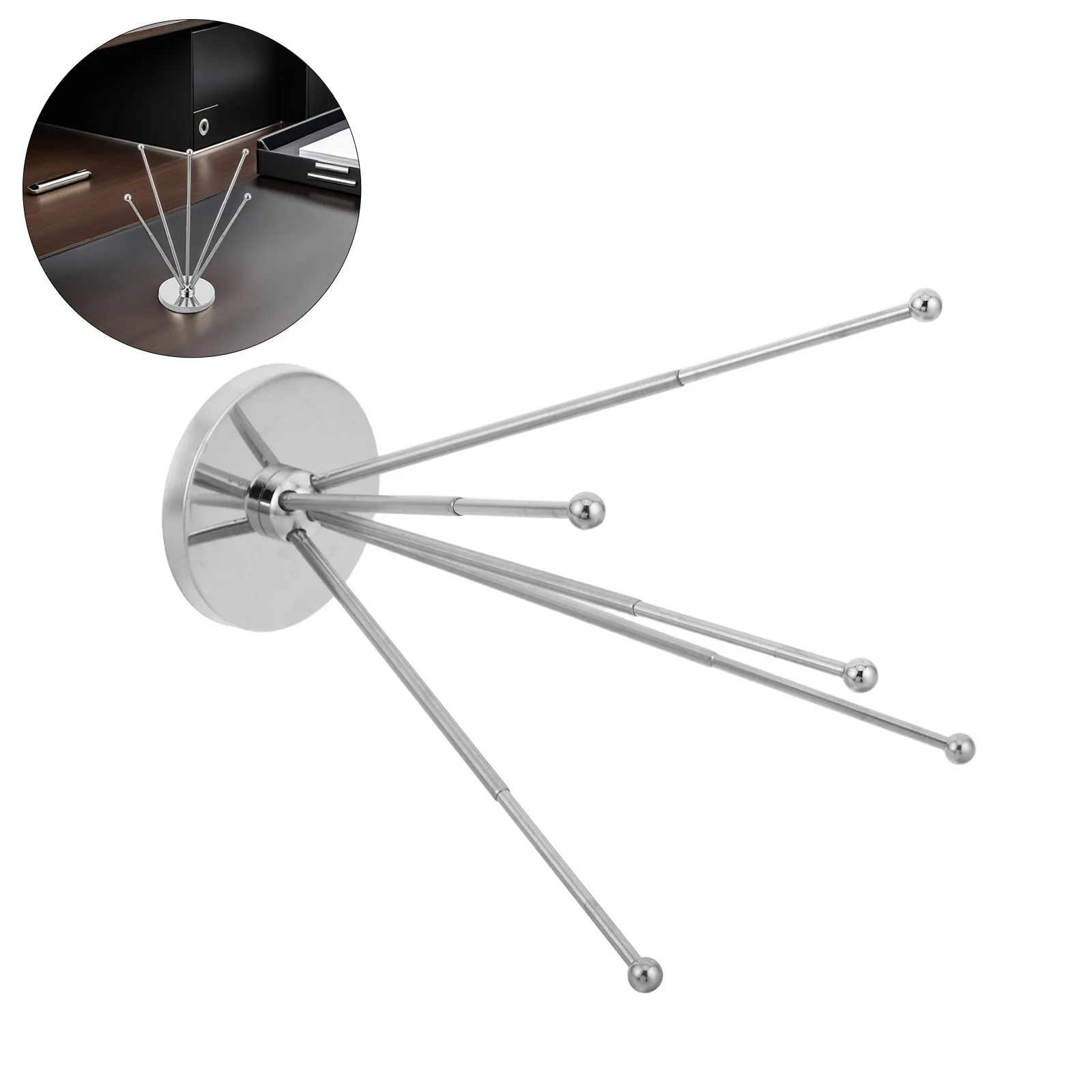 Stainless Steel Desk Flag Stand Telescopic Adjustable Height Metal Flagpole Holder for Office Meeting Room Desktop Table Flag