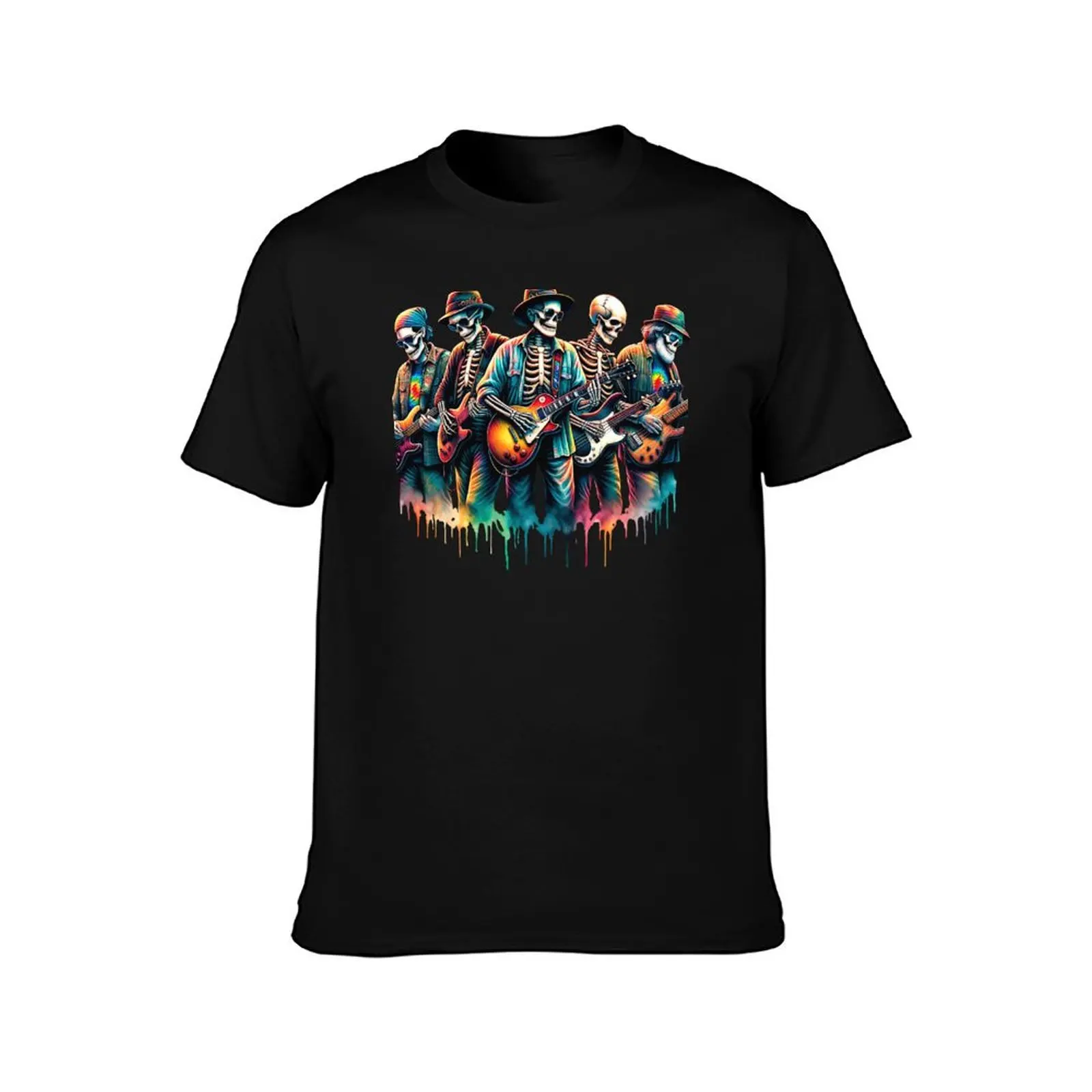 Grateful Guitars Paint Drips Band T-Shirt Basic Comfort Fit for Men T-Shirt