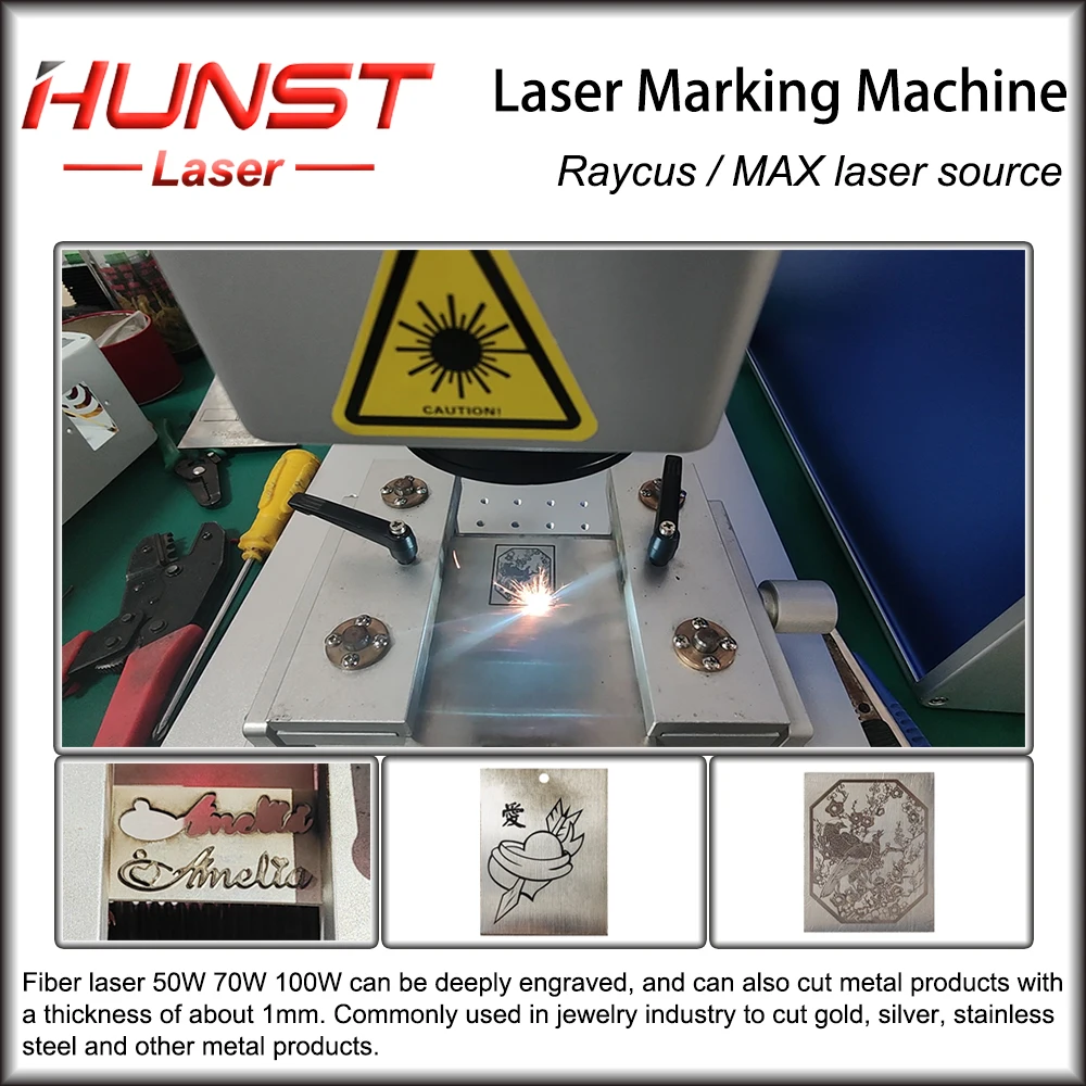 Hunst 50W-100W JPT Fiber Laser Marking Machine For Cutting  Jewelry, Laser Cut Gold Silver Stainless Steel Copper Aluminum Sheet