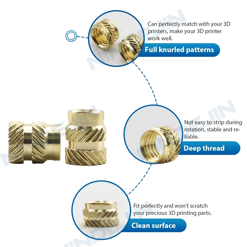 Nindejin 5-50 stücke Messing einsatz mutter Rändel mutter m2 m3 m4 m5 m6 m8 Heat Set Einsatz Gewinde Rändel mutter für 3D-Druckteile Laptop
