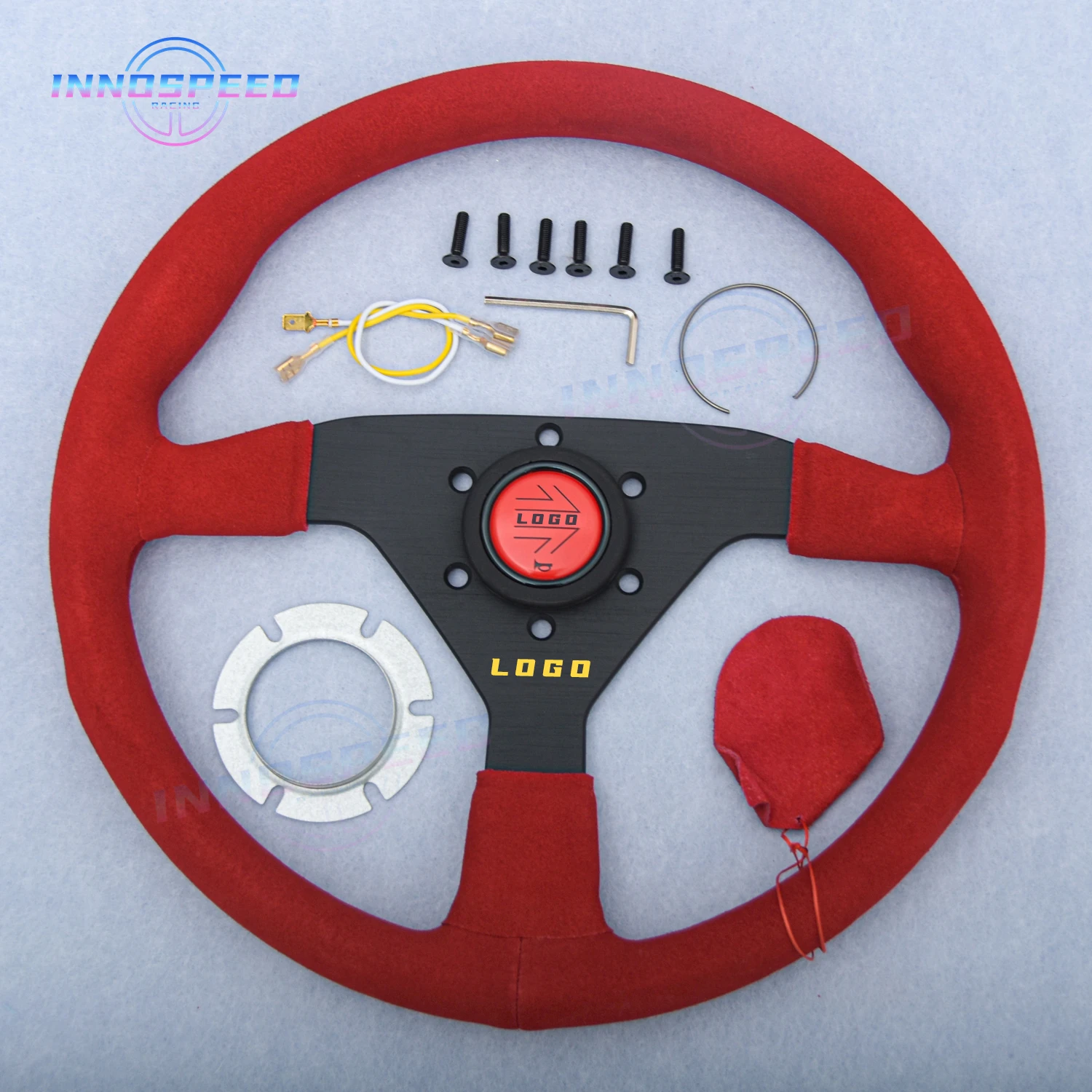 14inch JDM Montecarlo Style Suede Leather Steering Wheel Car Rally Flat Sim Racing Sport Steering Wheel