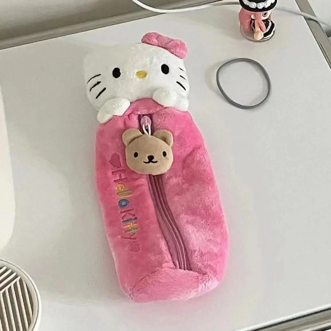 

Cute Hello Kitty Pink Pencil Case High Beauty Pencil Box Girl Heart Large Capacity Student Stationery Storage Bag Wholesale