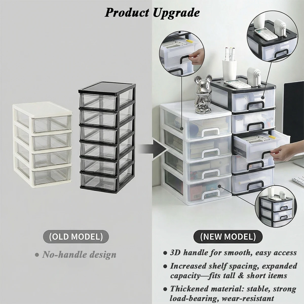 Clear Desktop Storage Box with Drawer Heightened Table Organizer Plastic Office storage cabinet  for Stationery cosmetics
