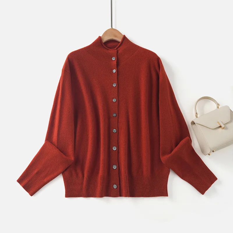 Cárdigan con escote de reloj de arena para mujer, suéter abierto por delante de lana merina suave, abrigo elegante de manga larga