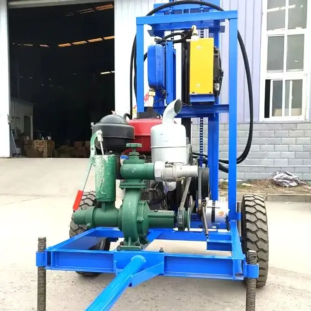 Customized Energy Saving Water Well Drilling Rig 28HP Wheeled Hydraulic Diesel 100m 180m High Efficiency Rig
