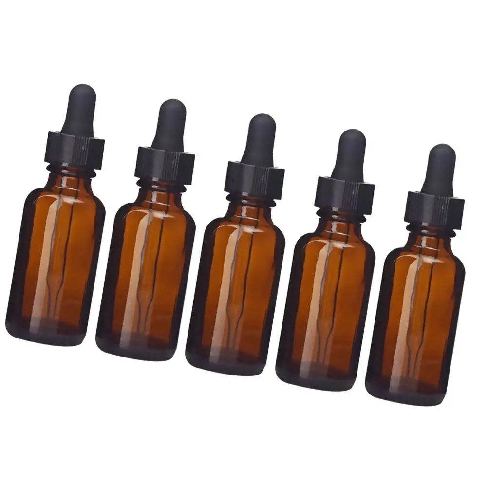 

5Pack 30Ml Amber Glass Essential Oil Dropper Bottles Refillable Empty Bottle DIY Blends Aromatherapy Perfume Carrier Travel Size