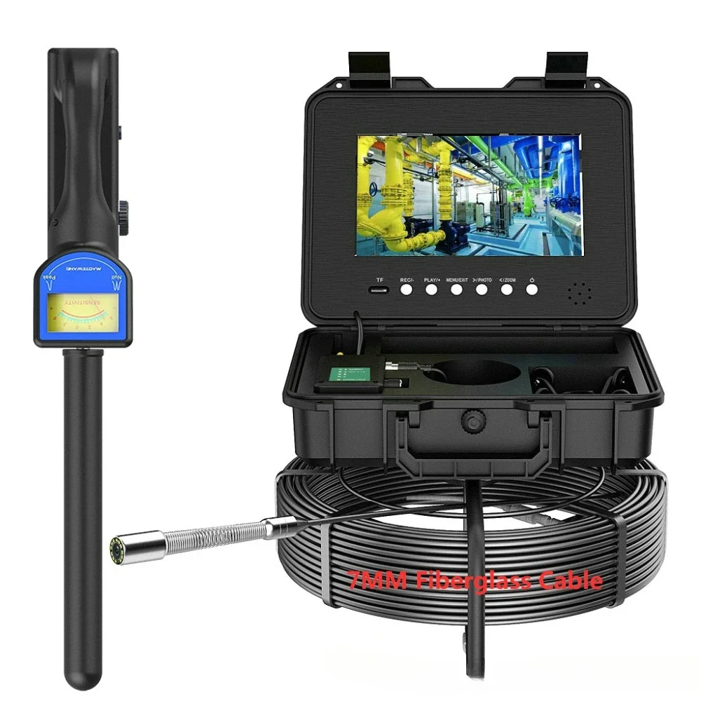 Industrial 10.1 inch sewer pipe endoscope camera recording 7MM cable 512HZ positioning receiver