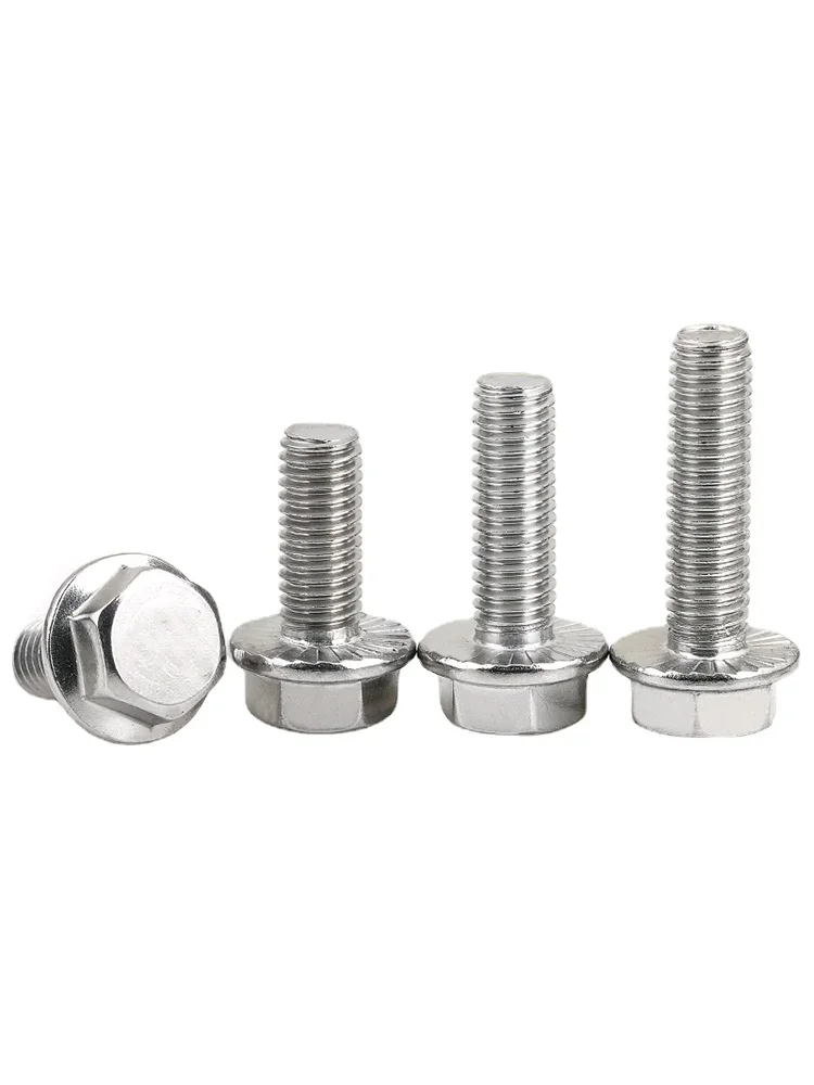 10pcs Hexagon Bolt Flanged M5 M6 M8 6.8 Grade Outer Hexagon Flange Screw L=10-40mm GB5787 16MM Stainless Steel 20mm 25mm No-slip