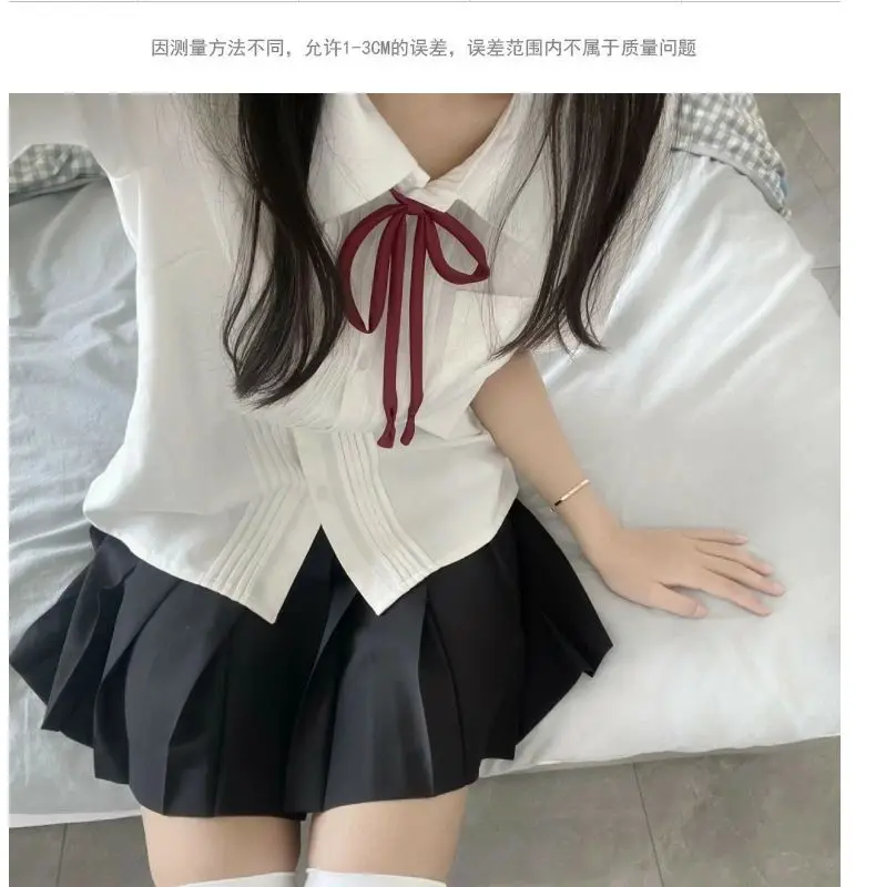 قميص نسائي أبيض بأكمام قصيرة مطوي ومجموعة فستان JSK لوليتا ملابس صيفية حلوة أكاديمية رائجة البيع ملابس يومية من Mushin