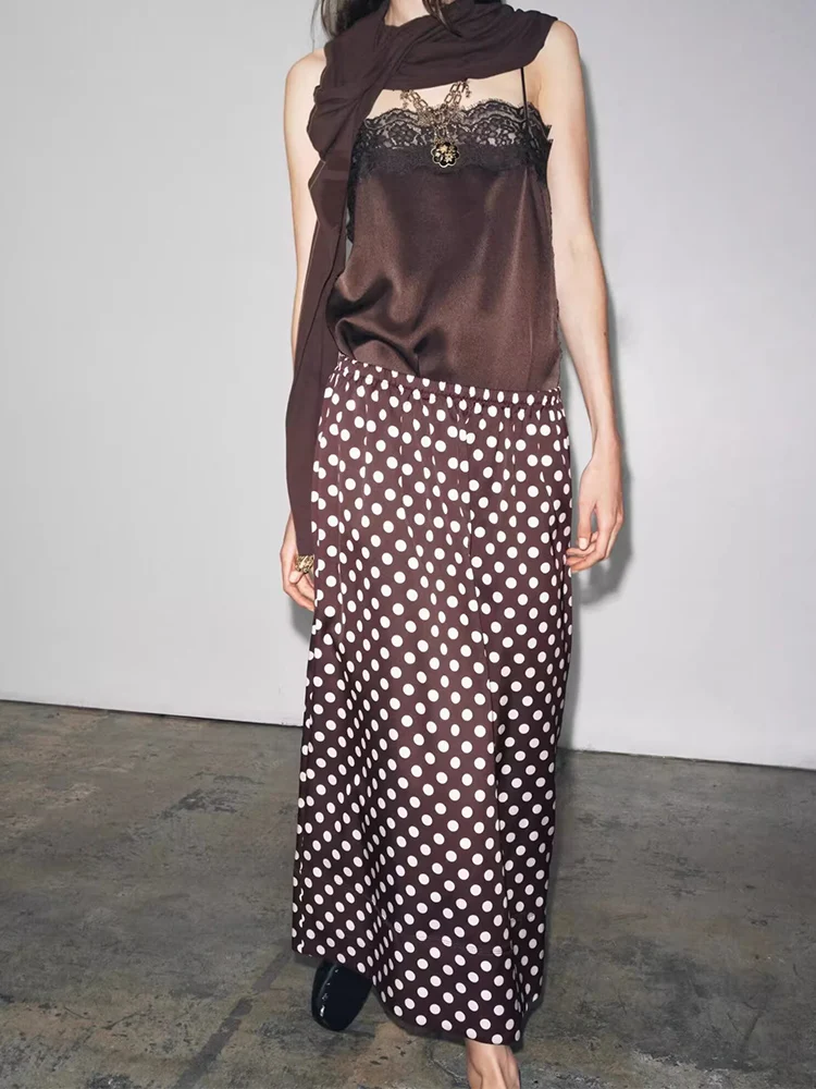 

Европейский и американский стиль, осенняя новая модная тенденция, женская одежда, универсальная юбка-миди трапециевидной формы с высокой талией в горошек