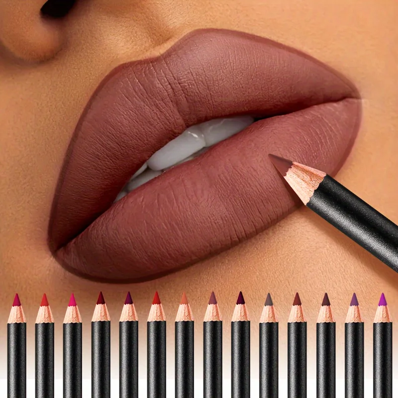 قلم تحديد شفاه مخملي غير لامع مقاوم للماء، قلم شفاه غير ملطخ يدوم طويلاً، هدية مكياج ناعمة للشفاه للنساء والفتيات