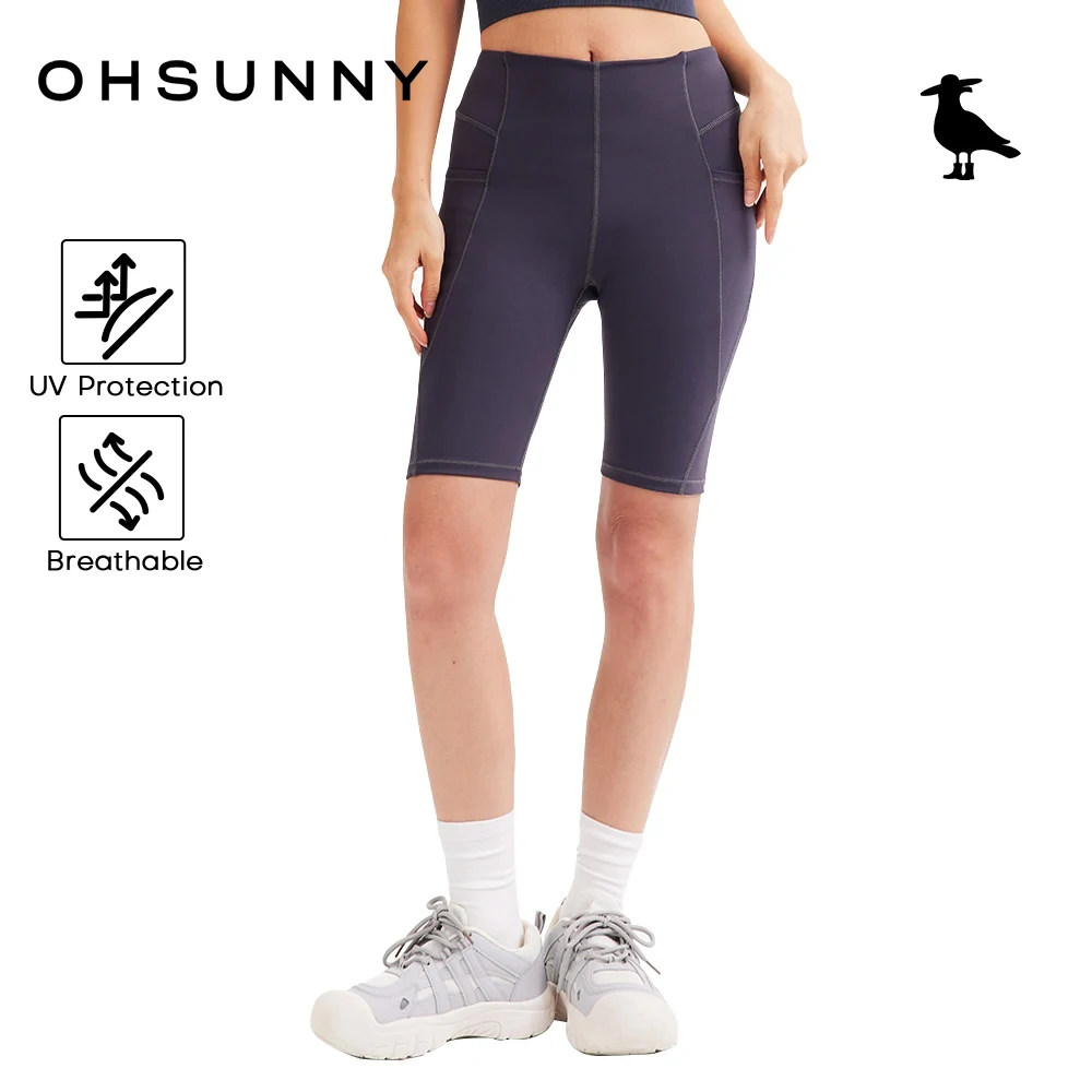 

Ohsunny Women's Yoga Shorts Quick Dry Five-point Pants With Pockets UV Protection Fitness Athletic Butt-lifting Pants