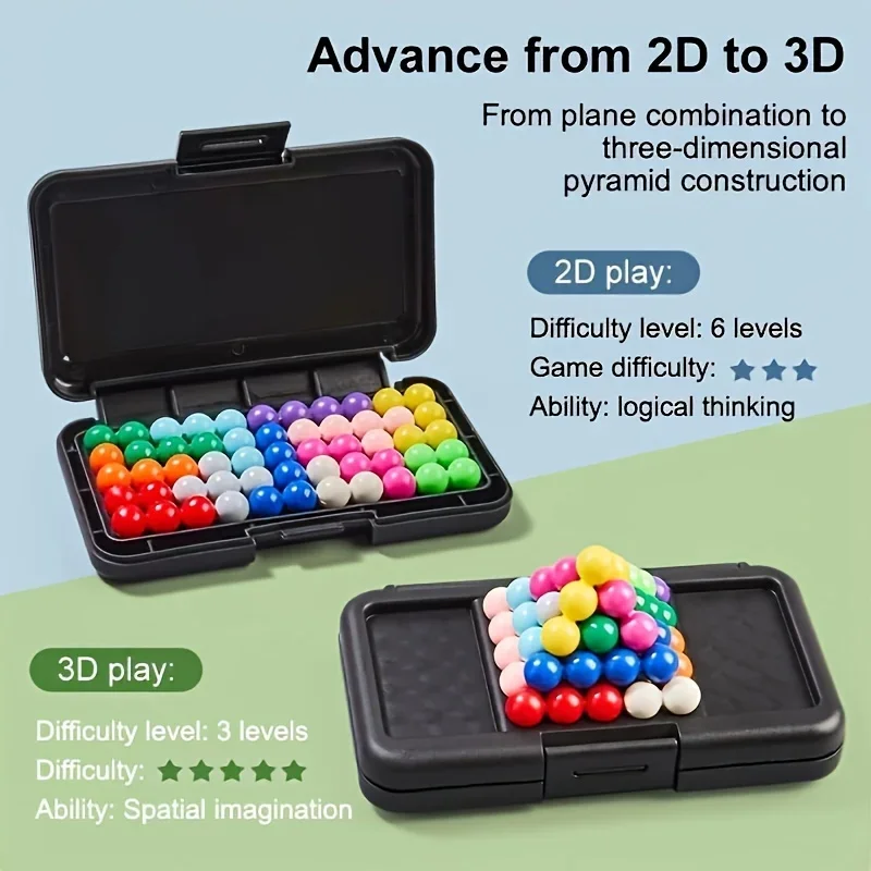 3D Brain Teaser Puzzle Game, Two Play Modes: 2D Plane and 3D Pyramid, Includes 200 Challenges, Suitable for Youngsters Gift