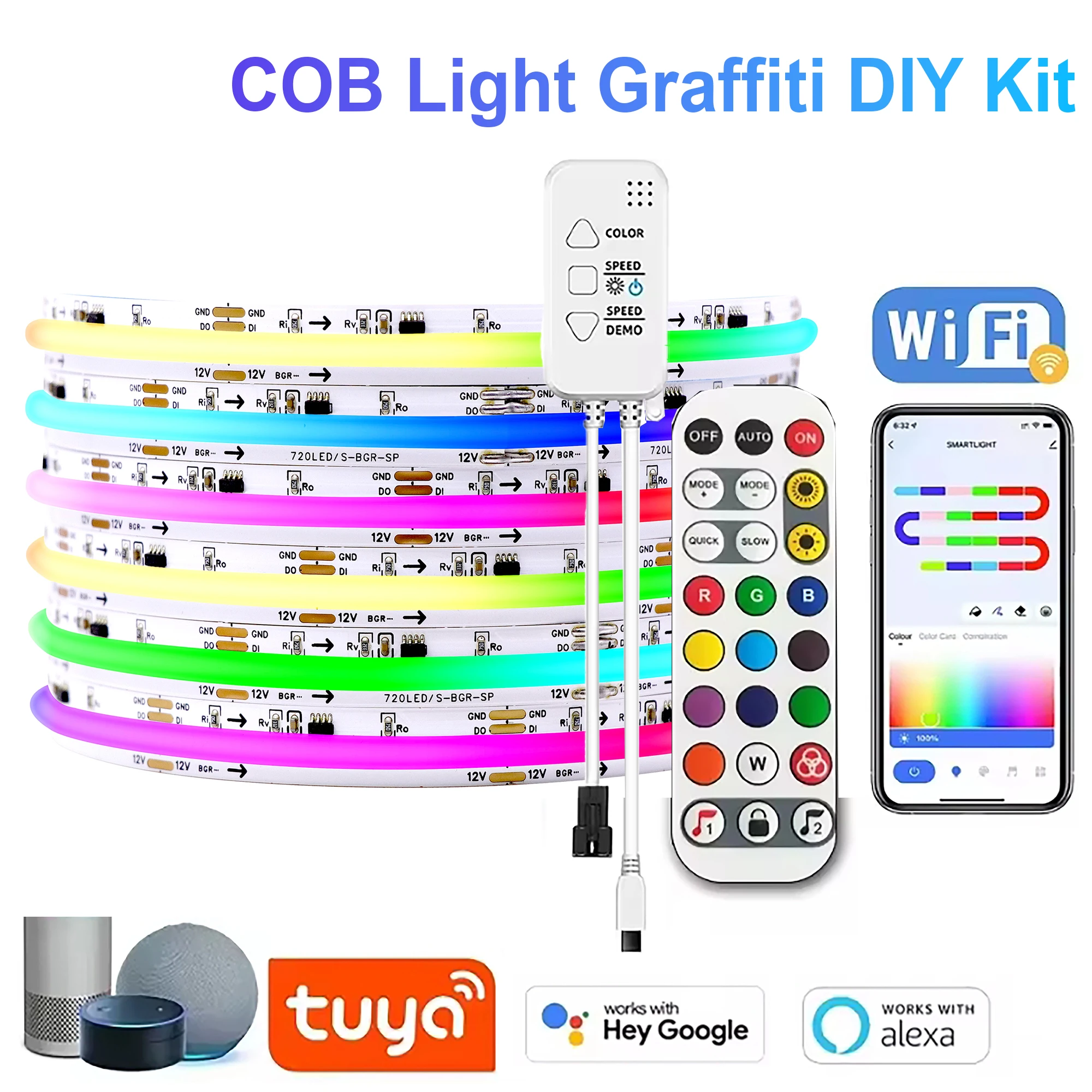 ws2811-rgbic-cob-ledストリップライト-tuya-wifiキット-12v-アドレス指定可能ライト-アプリ制御-alexa-googlemusic同期対応-ホーム-ゲーム装飾用-led-12v