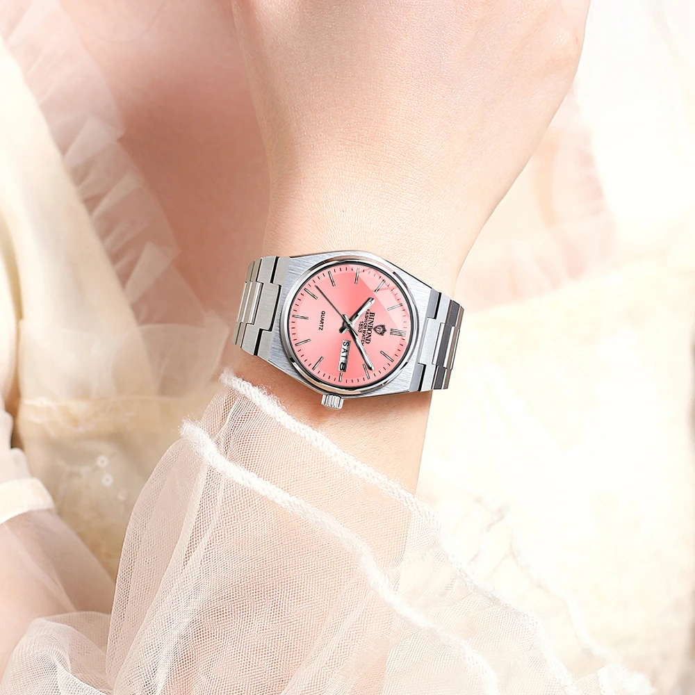 ساعات BINBOND النسائية الأنيقة والبسيطة الأصلية كوارتز للسيدات مقاومة للماء من الفولاذ المقاوم للصدأ وأسبوع التاريخ المضيء