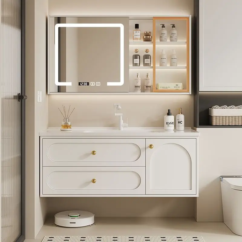 French cream wind integrated bathroom cabinet ceramic basin wash basin wash basin wash toilet washbasin combination