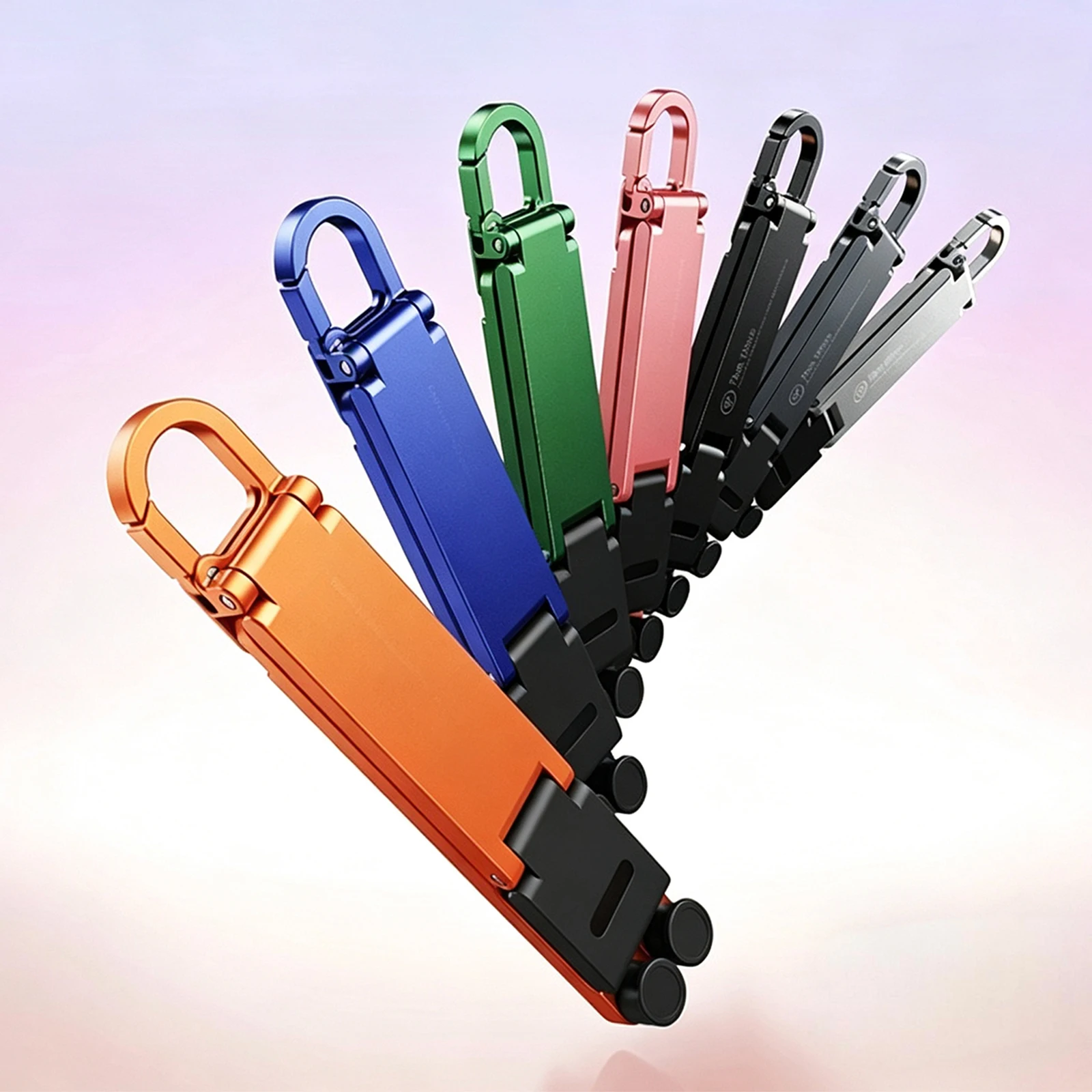 Mini Keychain Desktop Holder Aluminum Alloy Portable Cell Phone Stand Lightweight for All Mobile iPhone iPad Mini Tablet 3