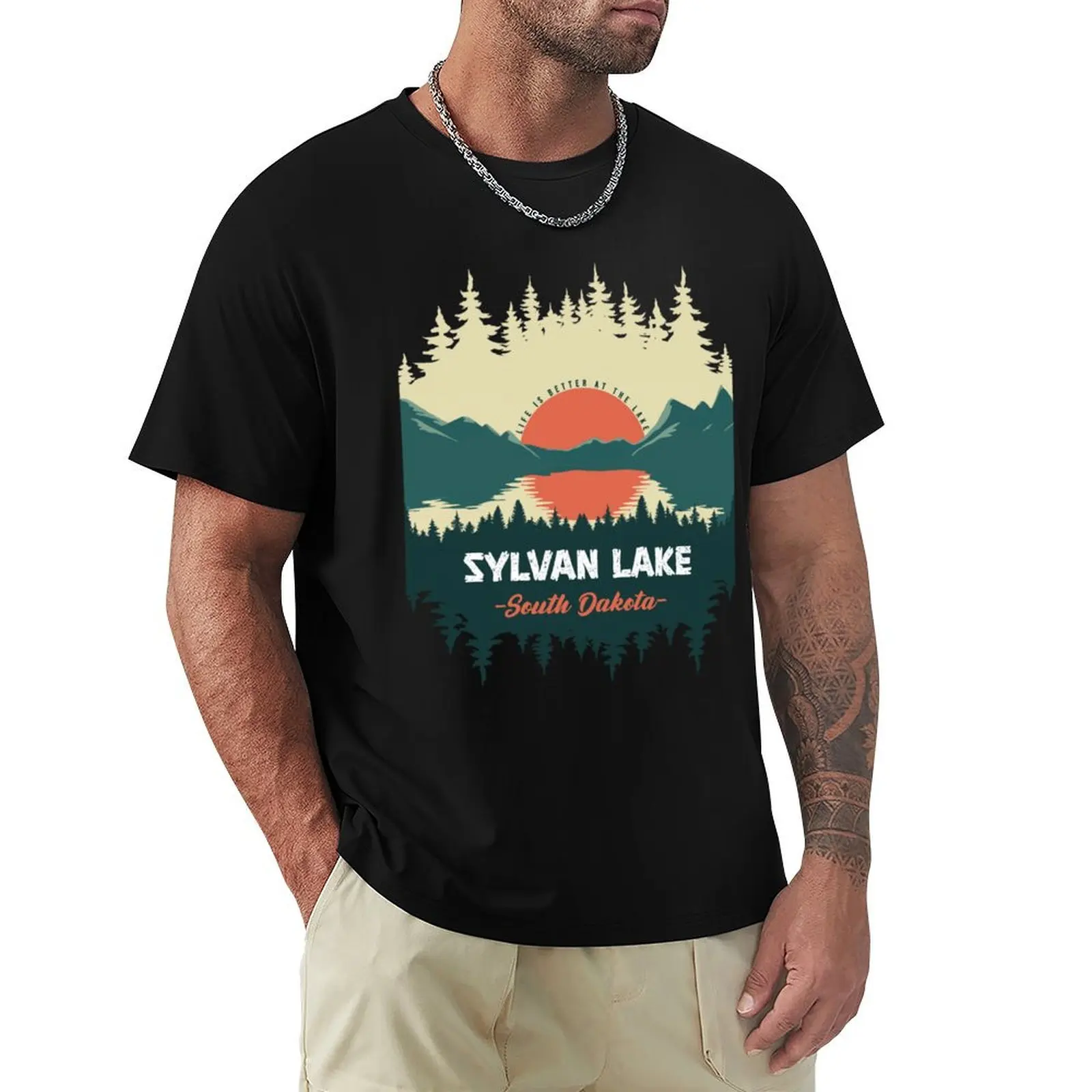 Retro Sylvan Lake South Dakota T-Shirt Holiday Simple Tee Shirt